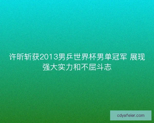 许昕斩获2013男乒世界杯男单冠军 展现强大实力和不屈斗志 许昕斩获2013男乒世界杯男单冠军 展现强大实力和不屈斗志