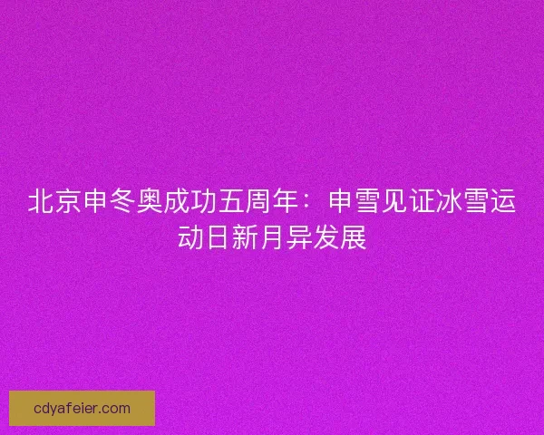 北京申冬奥成功五周年：申雪见证冰雪运动日新月异发展
