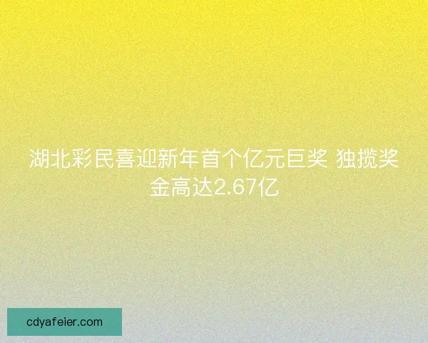 湖北彩民喜迎新年首个亿元巨奖 独揽奖金高达2.67亿
